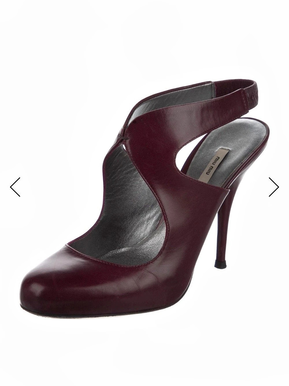 Miu Miu Capretto Mirror Ribes Burgundy Kid Leather Wrapped Ankle Strap Heels - S